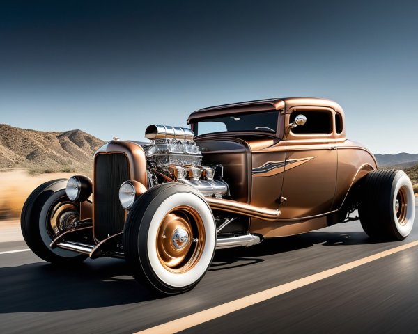 Vintage Hot Rod with Copper Body and Chrome Accents