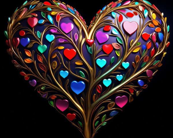 Heart Design with Intertwining Branches and Leaves