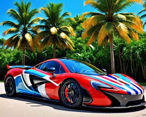 Striking Sports Car with Bold Stripes and Luxury Design