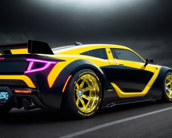 High-Performance Sports Car in Black and Yellow Design