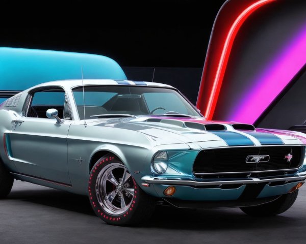 1968 Ford Mustang with Teal and Black Design