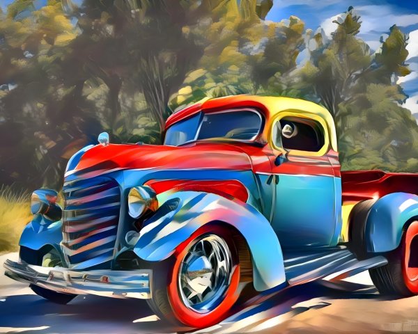 Classic Truck with Colorful Vintage Paint Job