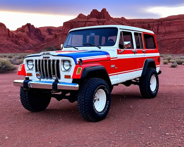 Classic Jeep Wagoneer in Desert Landscape Setting