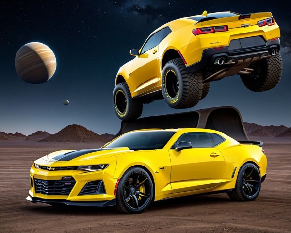 Yellow Chevrolet Vehicles in Cosmic Setting
