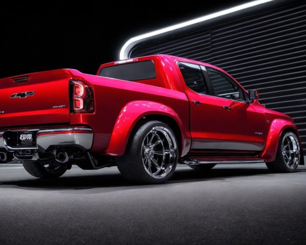 Red Pickup Truck with Bold Design and Chrome Accents