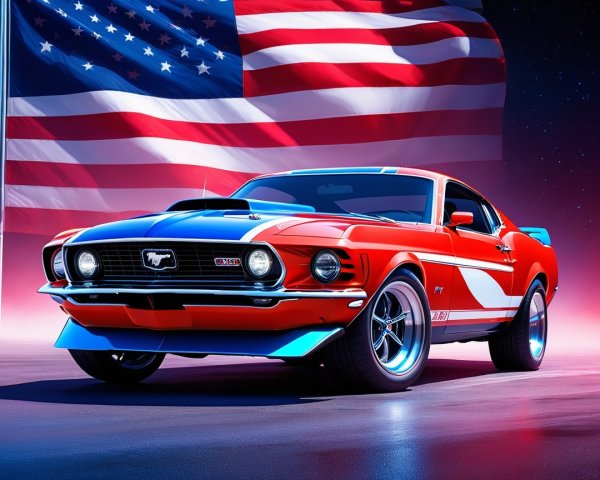 Classic 1970 Mustang GT with Patriotic Theme