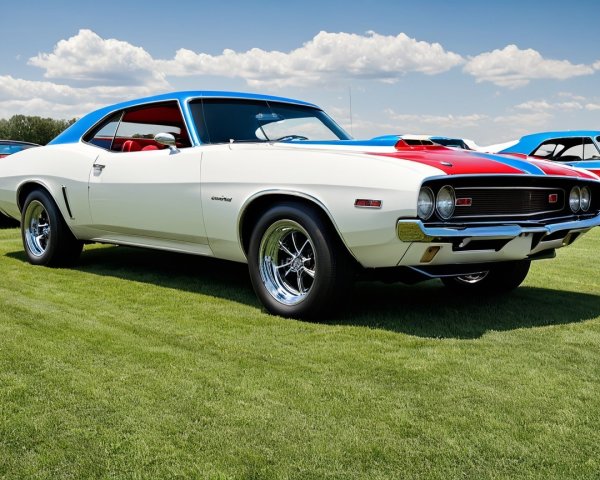 Classic Muscle Car with Two-Tone Design and Stripes