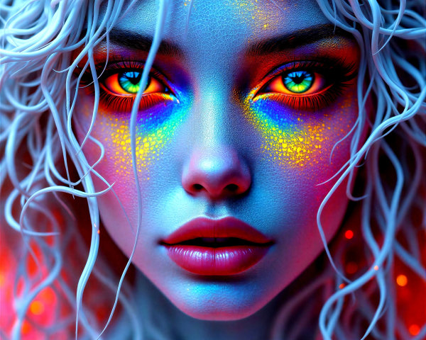 Close-up portrait of a woman with unique features