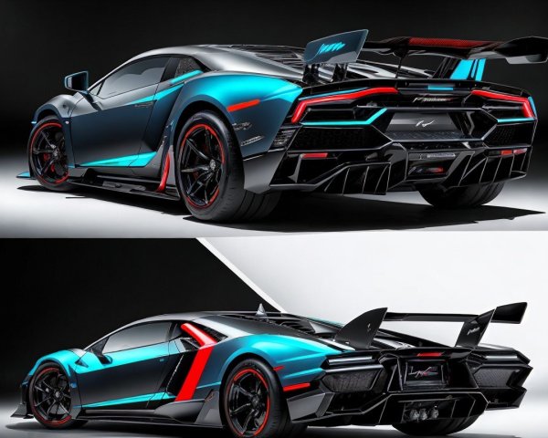 High-Performance Sports Car in Blue and Black Design