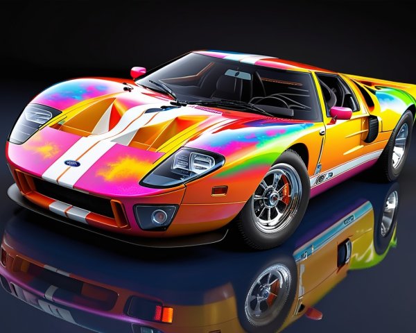 Vibrant Retro-Styled Sports Car with Bold Colors