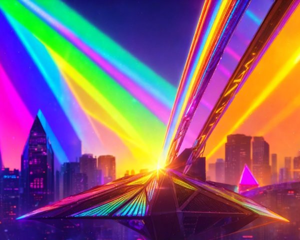 Vibrant Cityscape at Dusk with Neon Illumination