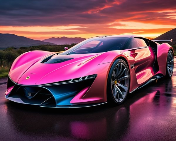 Futuristic Sports Car with Vibrant Gradient Design