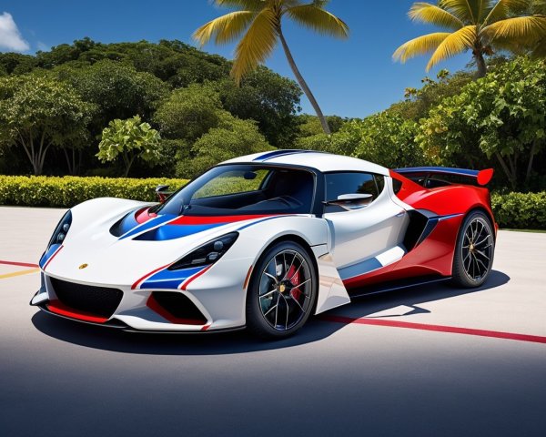 High-Performance Sports Car in Tropical Setting