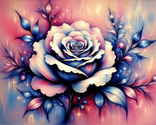 Vibrant Rose with Colorful Petals and Dreamy Background