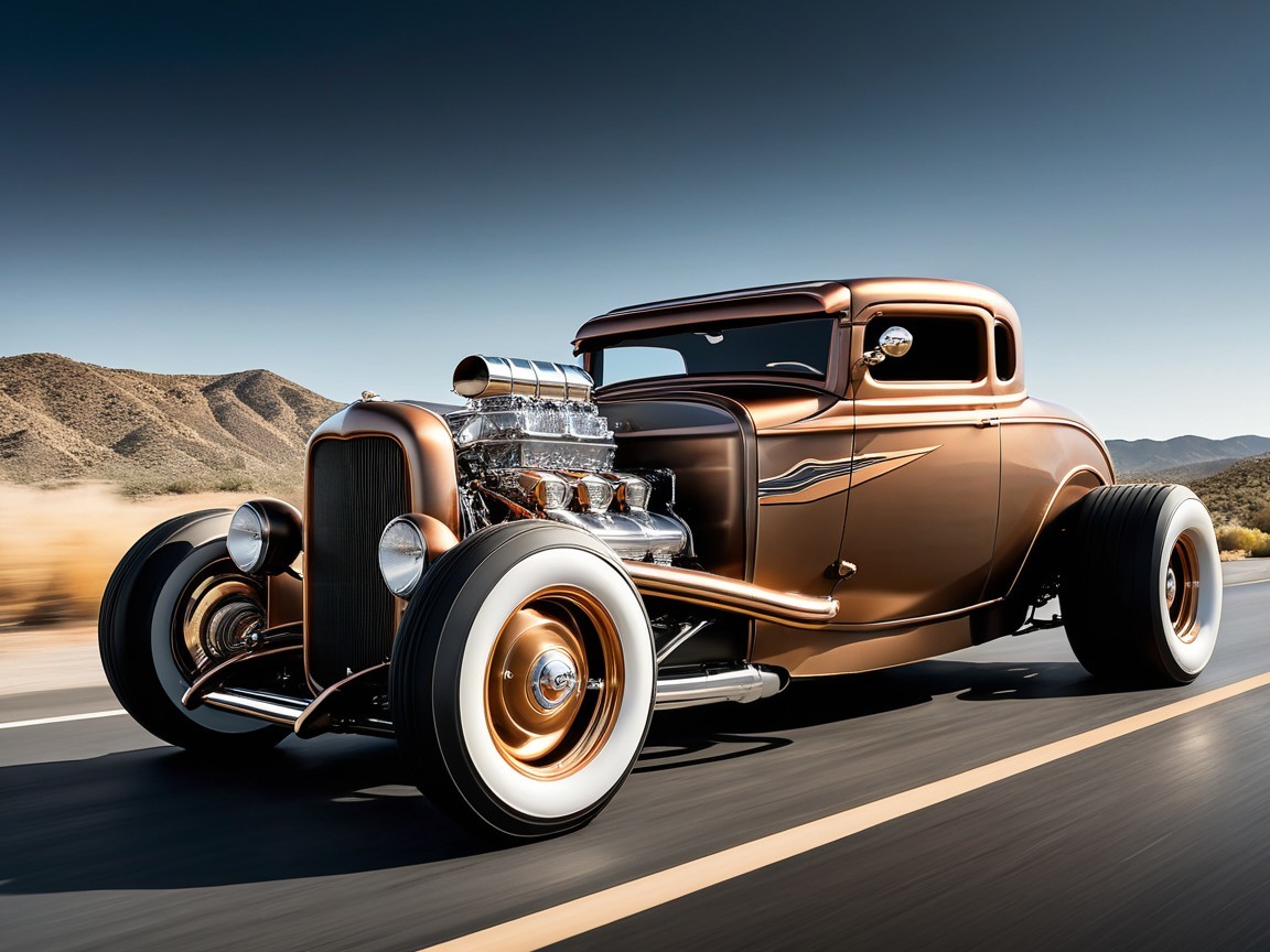 Vintage Hot Rod with Copper Body and Chrome Accents