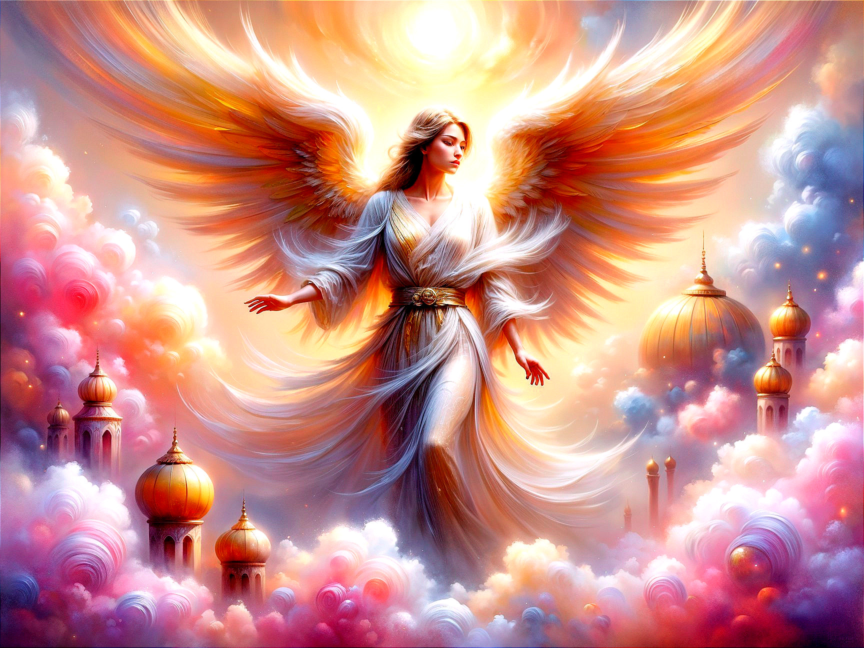 Celestial Angel in Dreamlike Ethereal Landscape