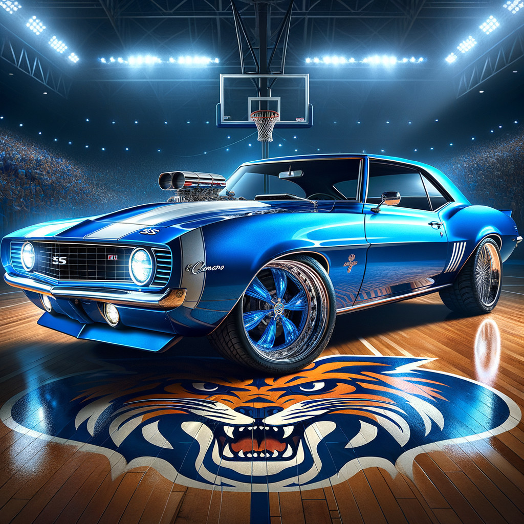 1969 Camaro SS on Basketball Court with Tiger Logo