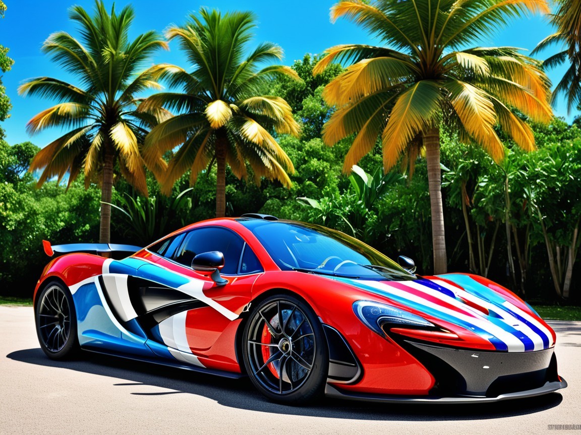 Striking Sports Car with Bold Stripes and Luxury Design