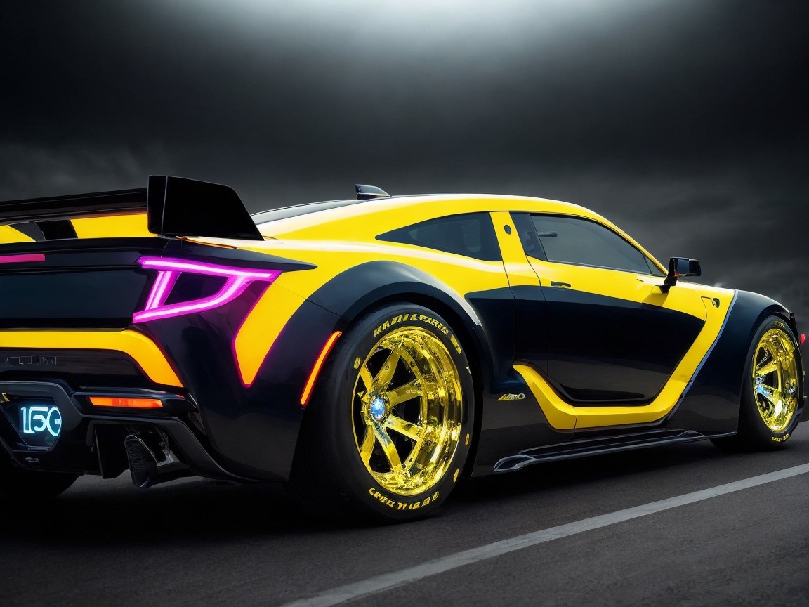 High-Performance Sports Car in Black and Yellow Design