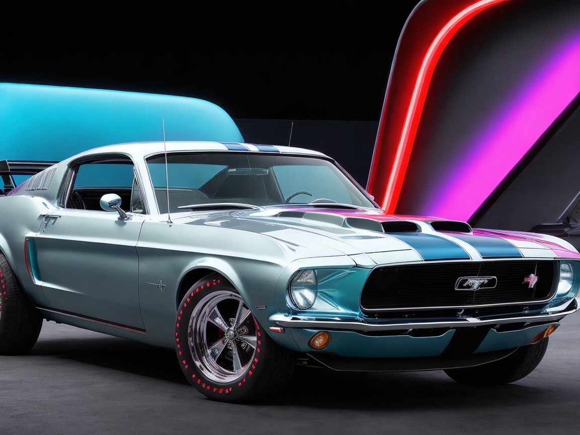 1968 Ford Mustang with Teal and Black Design
