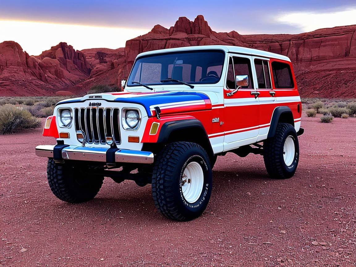 Classic Jeep Wagoneer in Desert Landscape Setting
