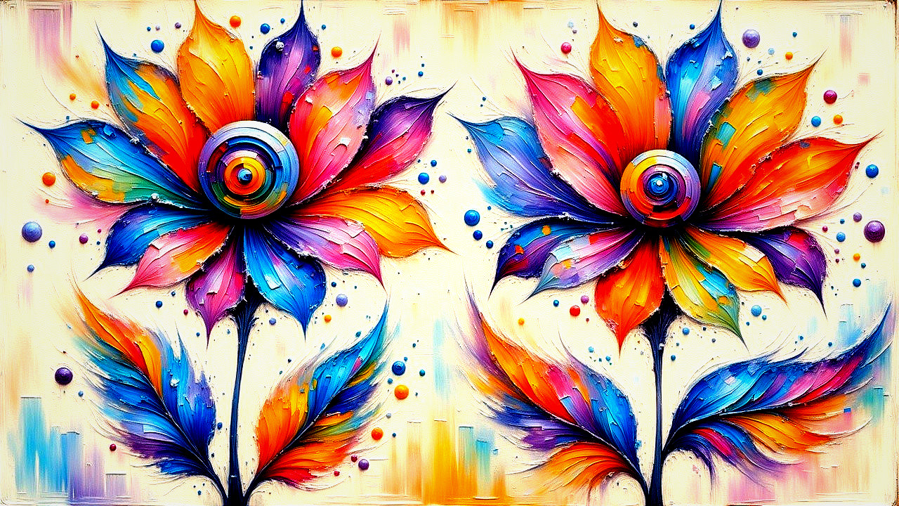 Vibrant Abstract Representation of Two Colorful Flowers