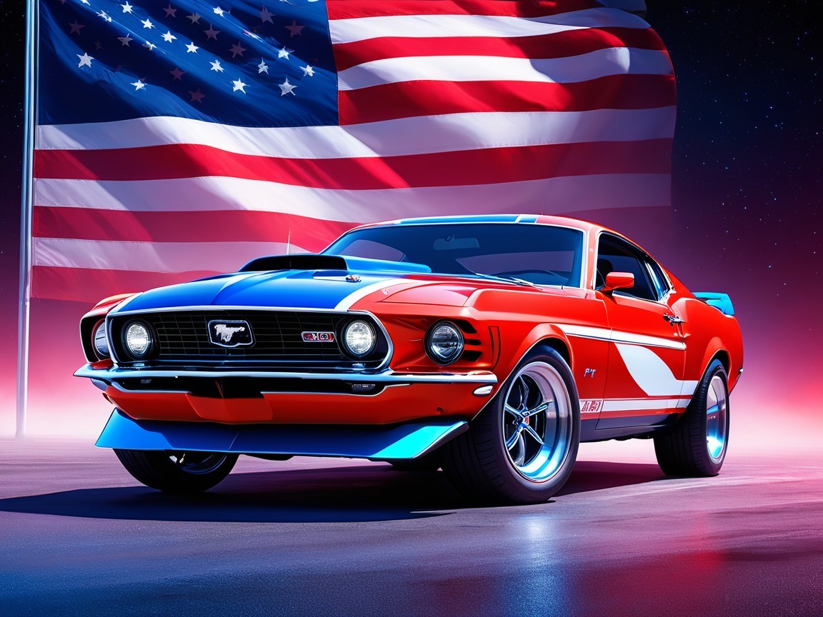 Classic 1970 Mustang GT with Patriotic Theme