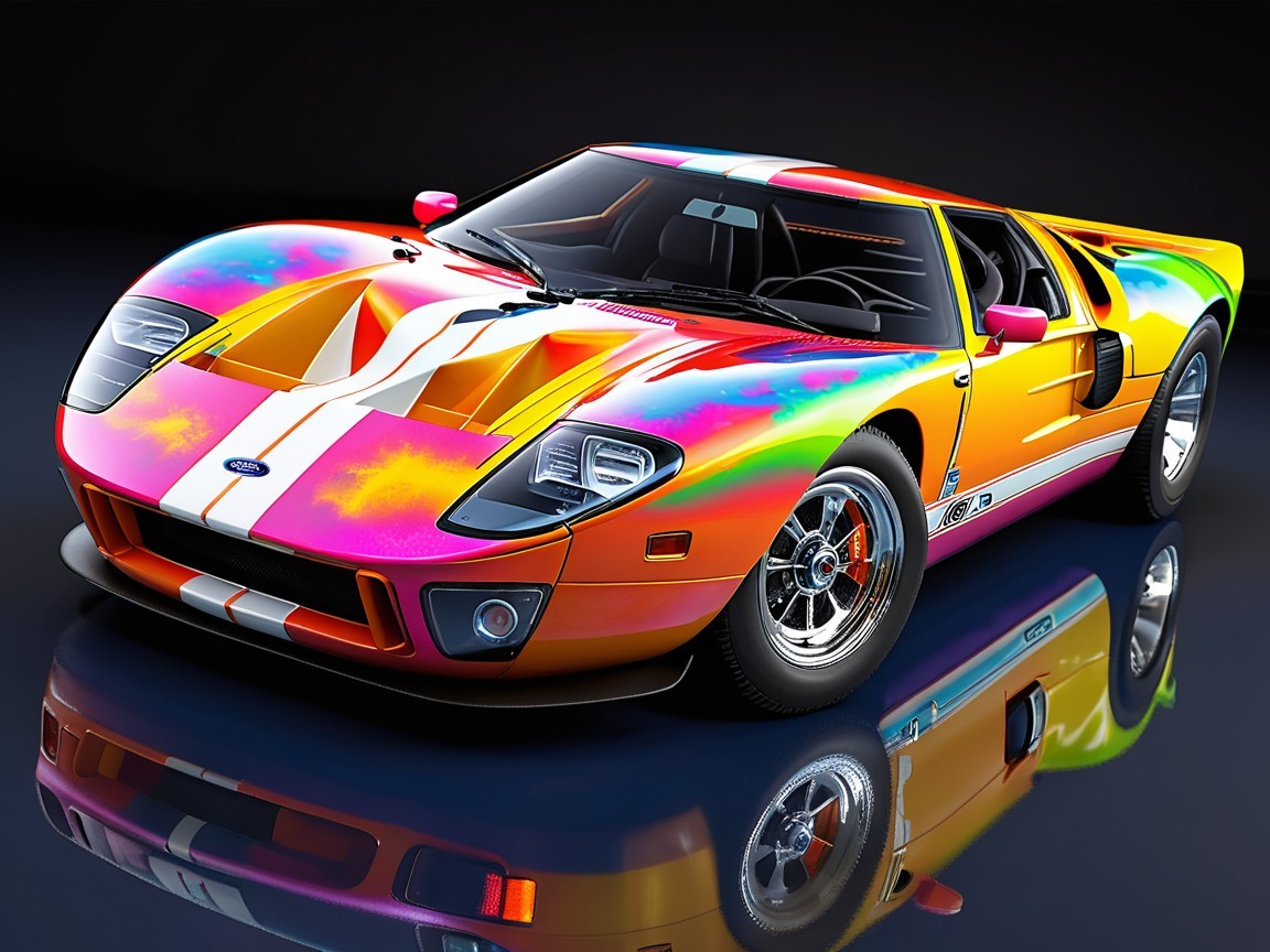 Vibrant Retro-Styled Sports Car with Bold Colors