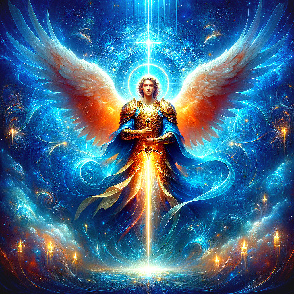 Ethereal Humanoid in Celestial Scene with Wings