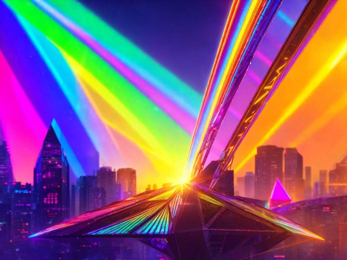 Vibrant Cityscape at Dusk with Neon Illumination