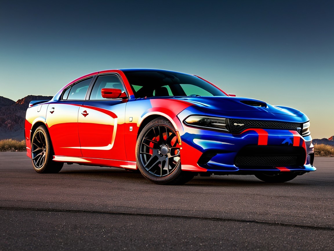 Dodge Charger with Bold Red, White, and Blue Design