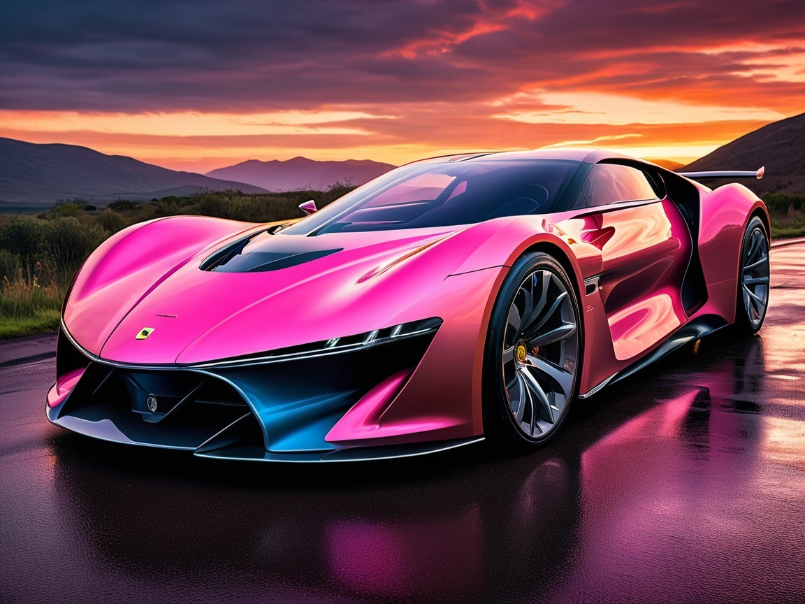 Futuristic Sports Car with Vibrant Gradient Design