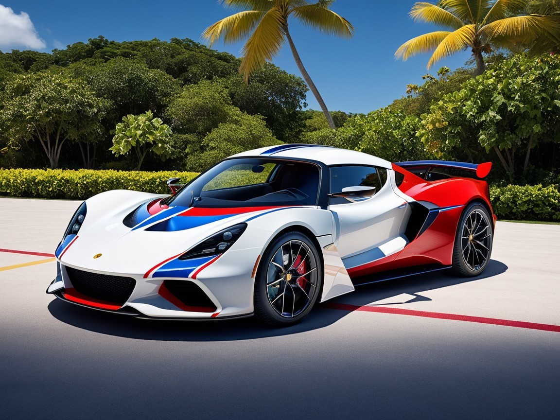 High-Performance Sports Car in Tropical Setting