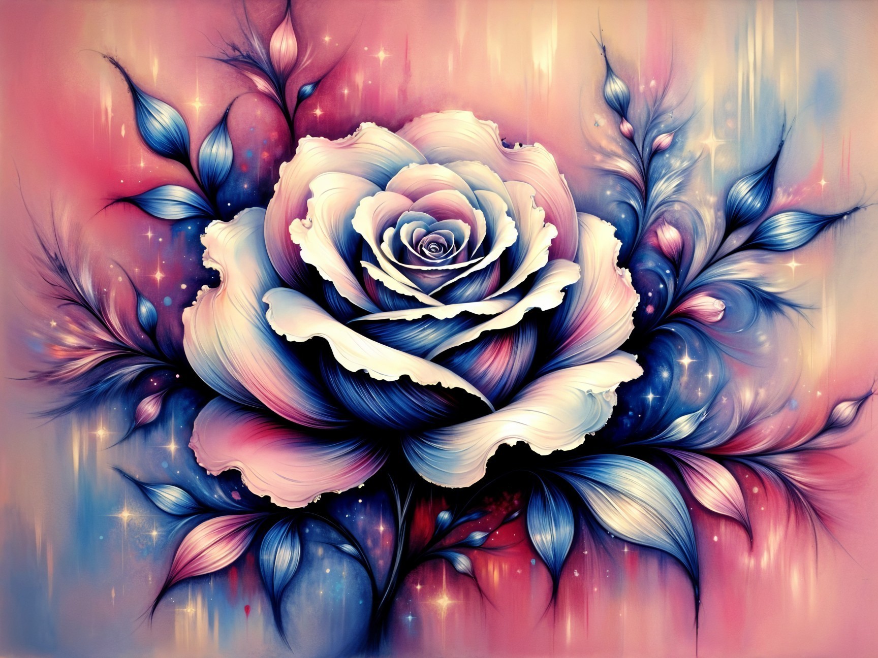 Vibrant Rose with Colorful Petals and Dreamy Background