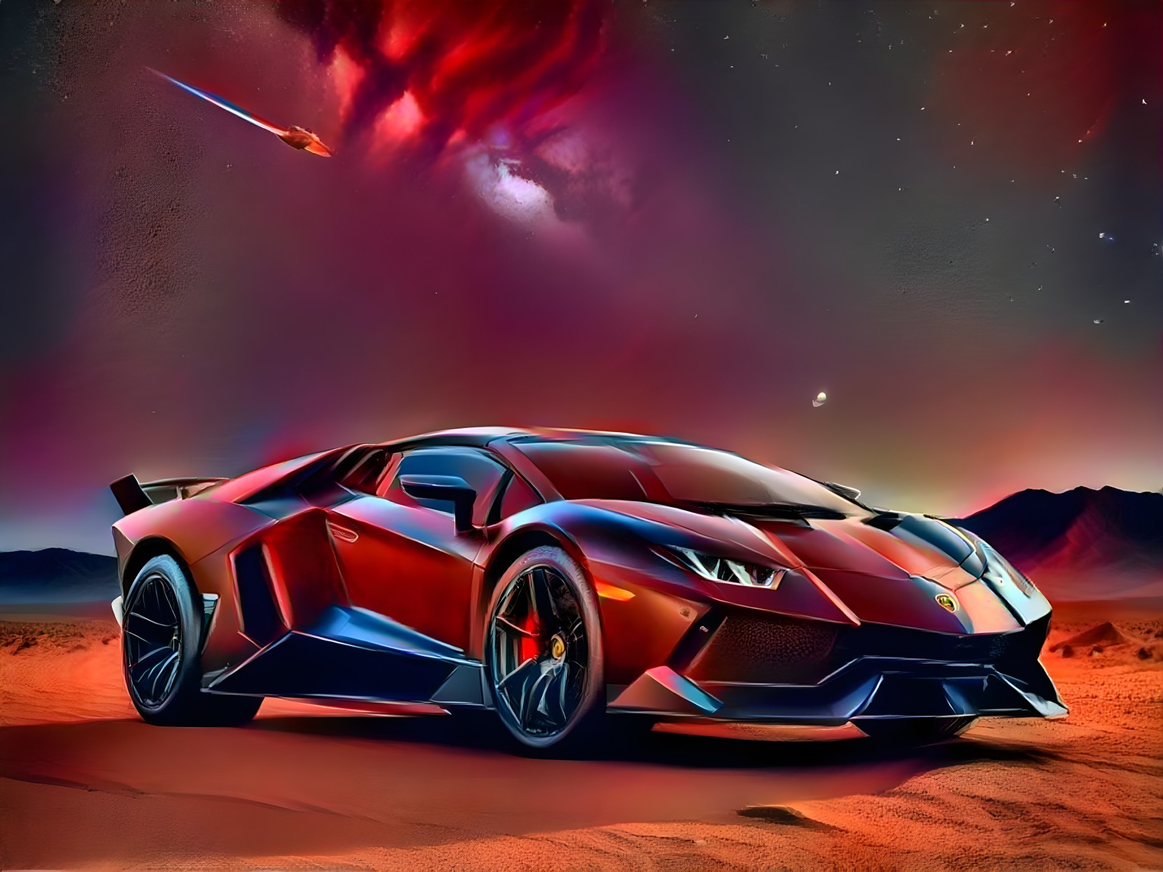 Futuristic Lamborghini Aventador in Cosmic Background