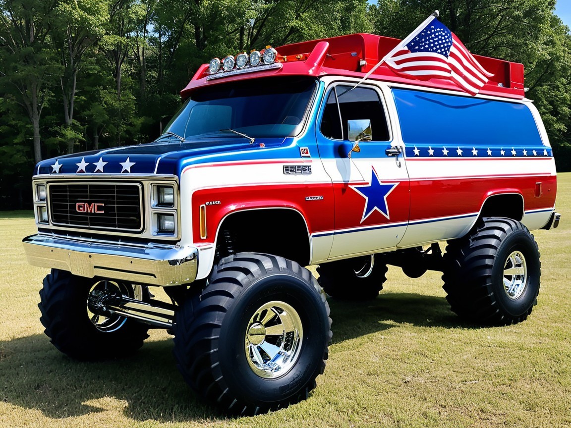 Patriotic SUV with Red, White, and Blue Design