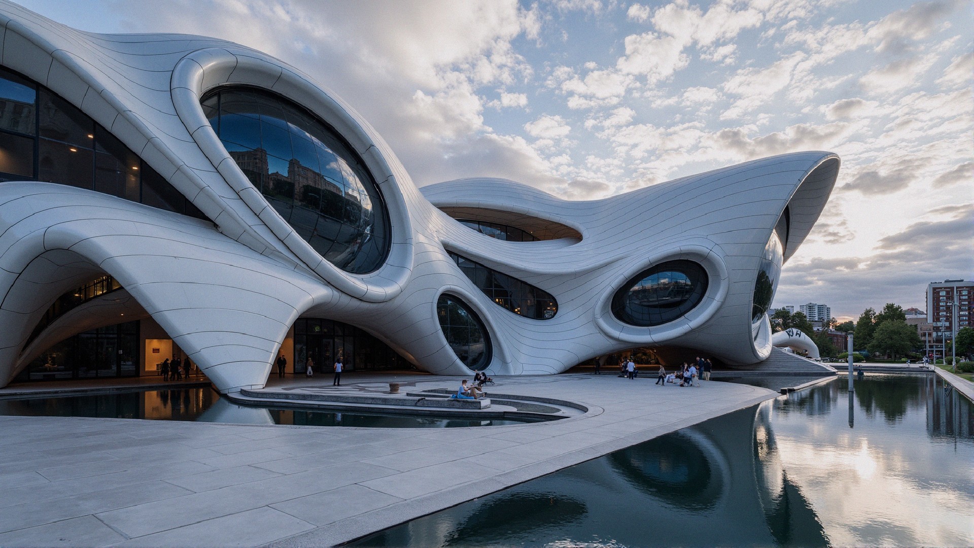 Modern Architectural Building with Curved Design