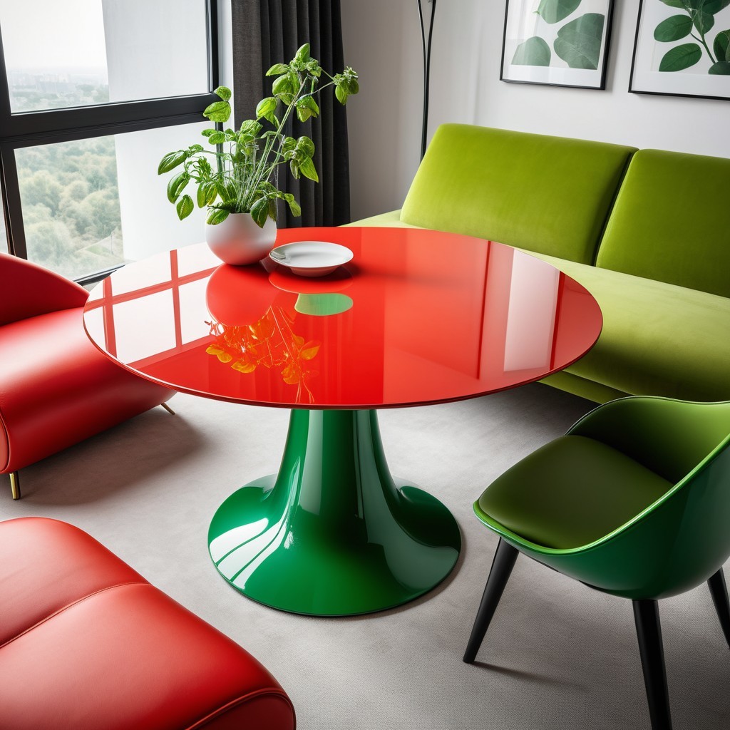 Vibrant Interior with Round Table and Modern Seating