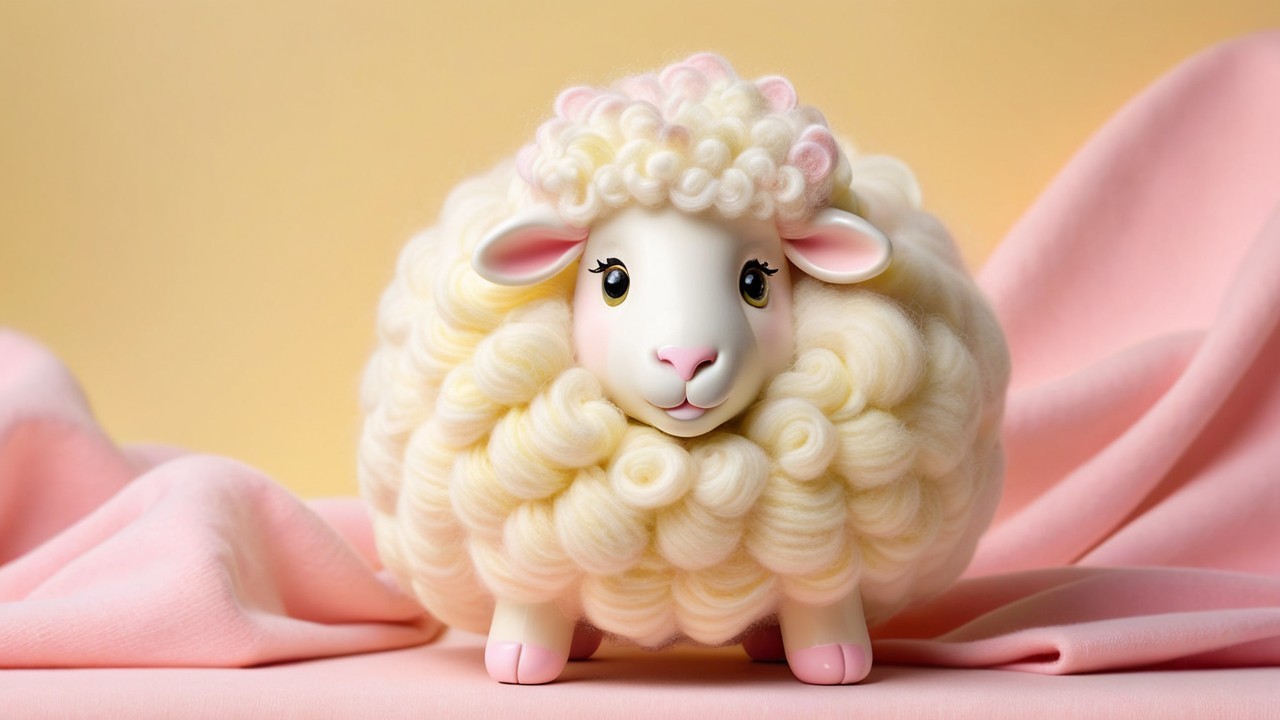 Charming Fluffy Sheep Figure in Soft Pastel Colors