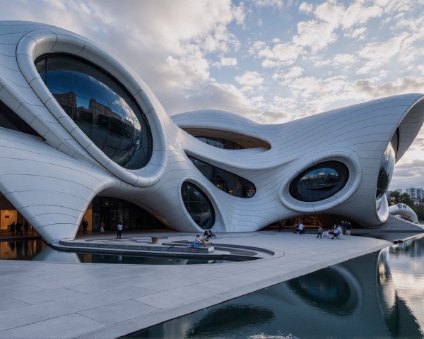 Modern Architectural Building with Curved Design