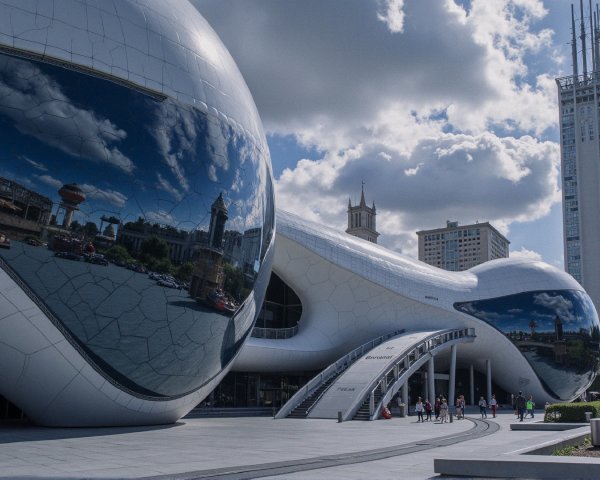 Avant-garde architectural structure with curved lines