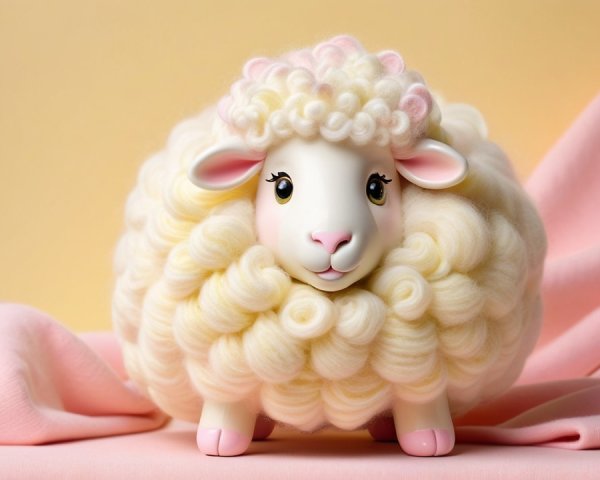 Charming Fluffy Sheep Figure in Soft Pastel Colors
