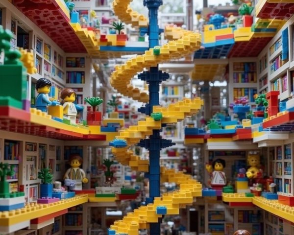 Vibrant Lego Library Scene with Colorful Details