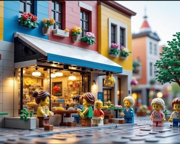 Vibrant LEGO Street Scene with Café and Figures