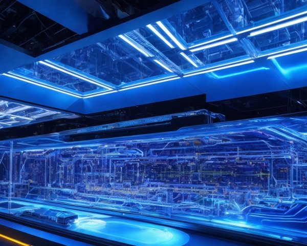 Futuristic High-Tech Display with Transparent Panels