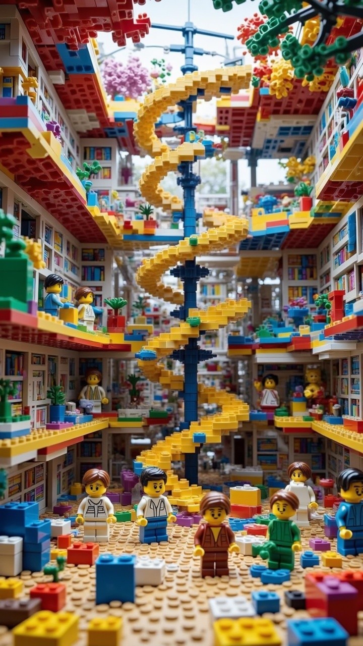 Vibrant Lego Library Scene with Colorful Details