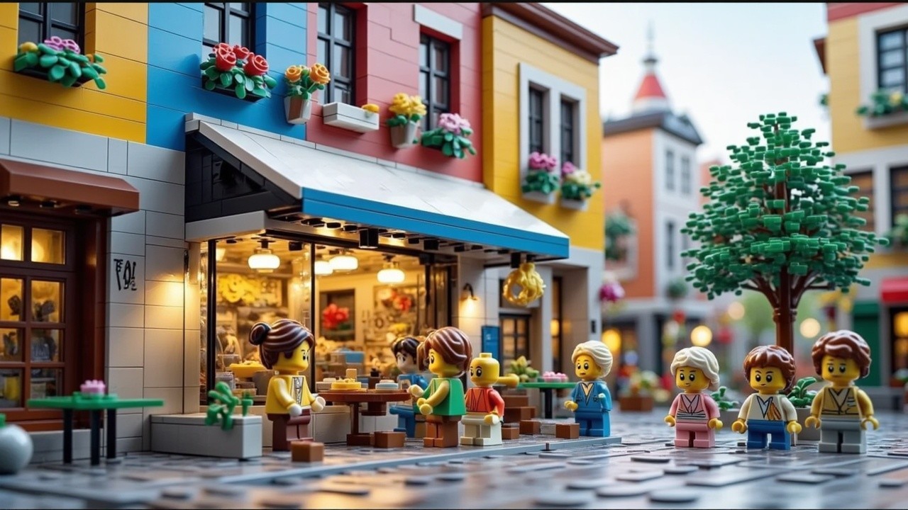 Vibrant LEGO Street Scene with Café and Figures