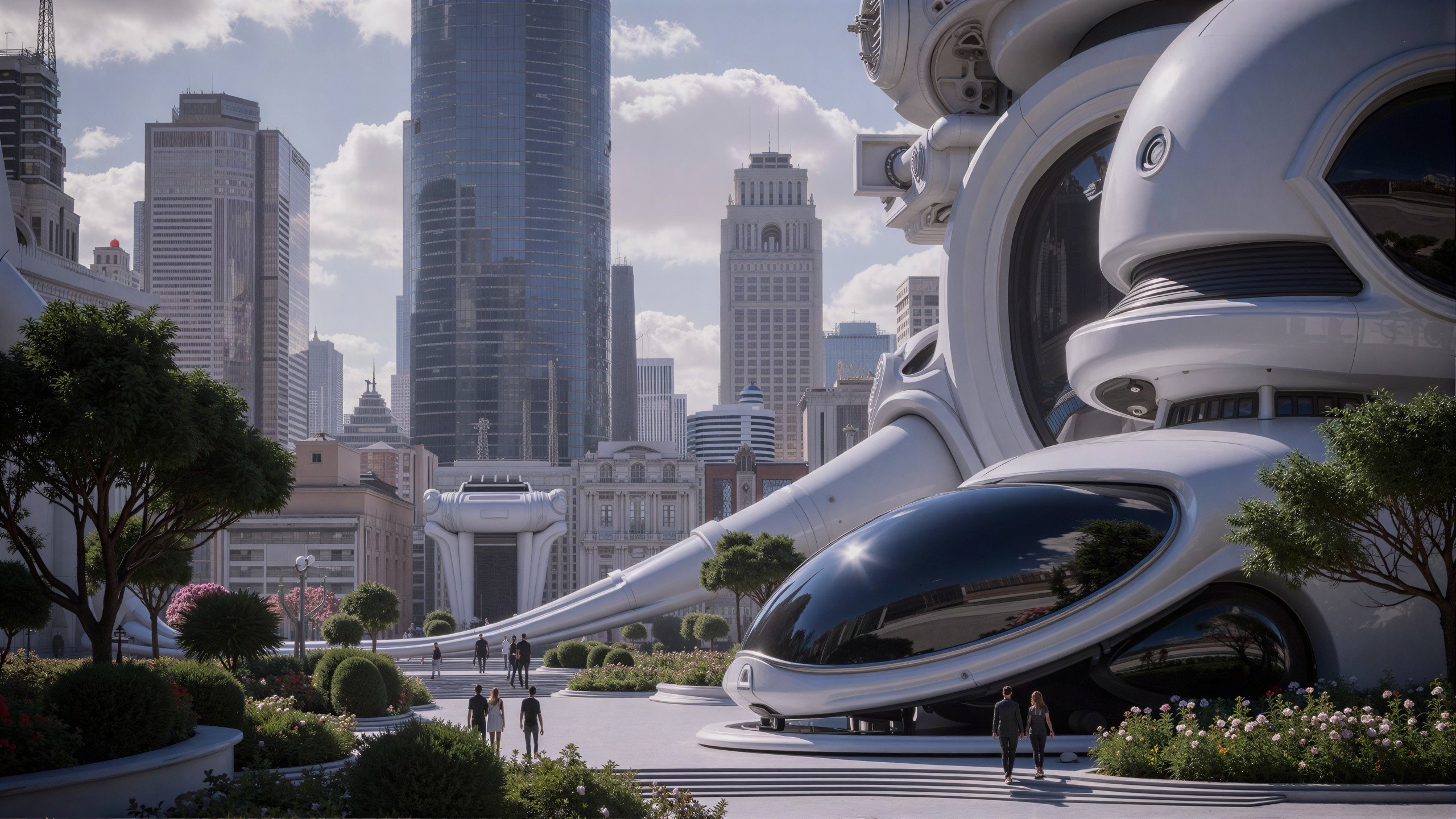 Futuristic Elevated Promenade in Advanced Cityscape