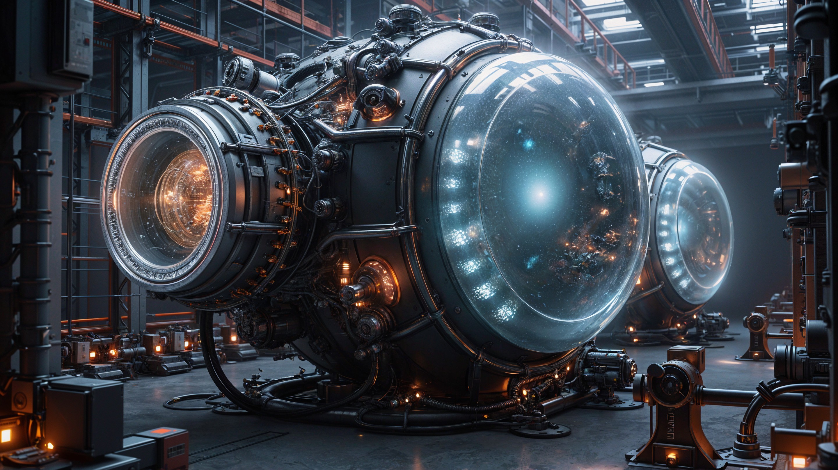 Futuristic Industrial Setting with Spherical Machines