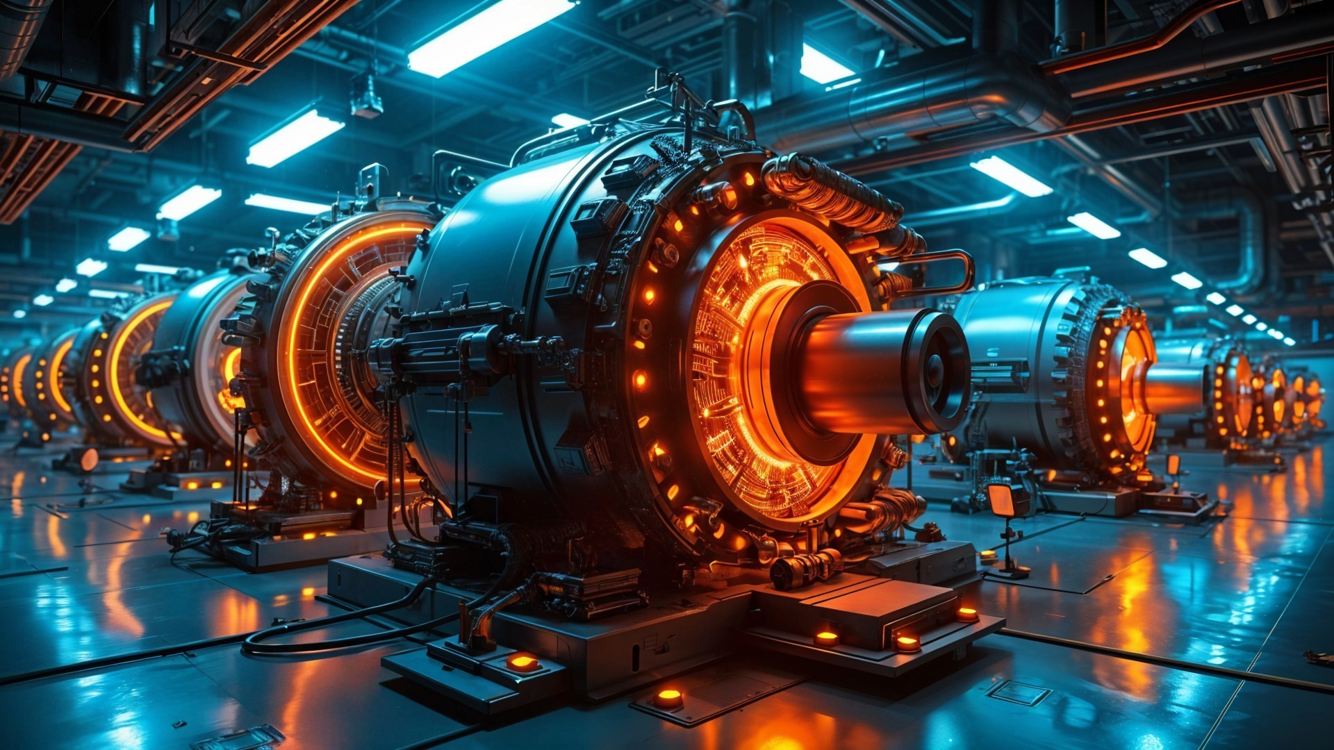 Futuristic Industrial Setting with Cylindrical Machines